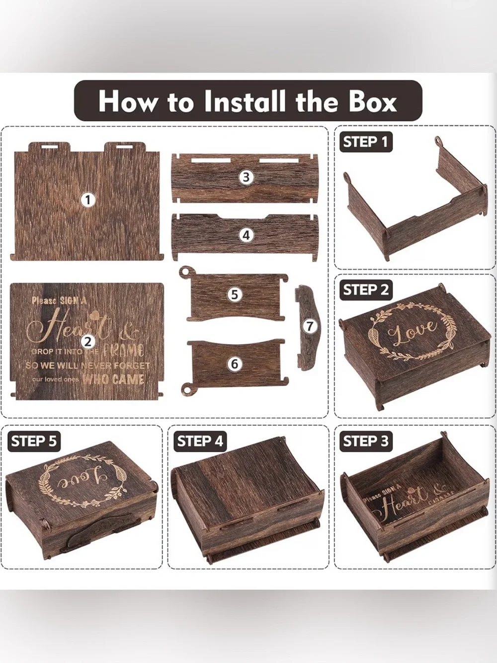 Wedding Guest Book Alternative Drop Top Frame Heart Drop Wood Guest Book